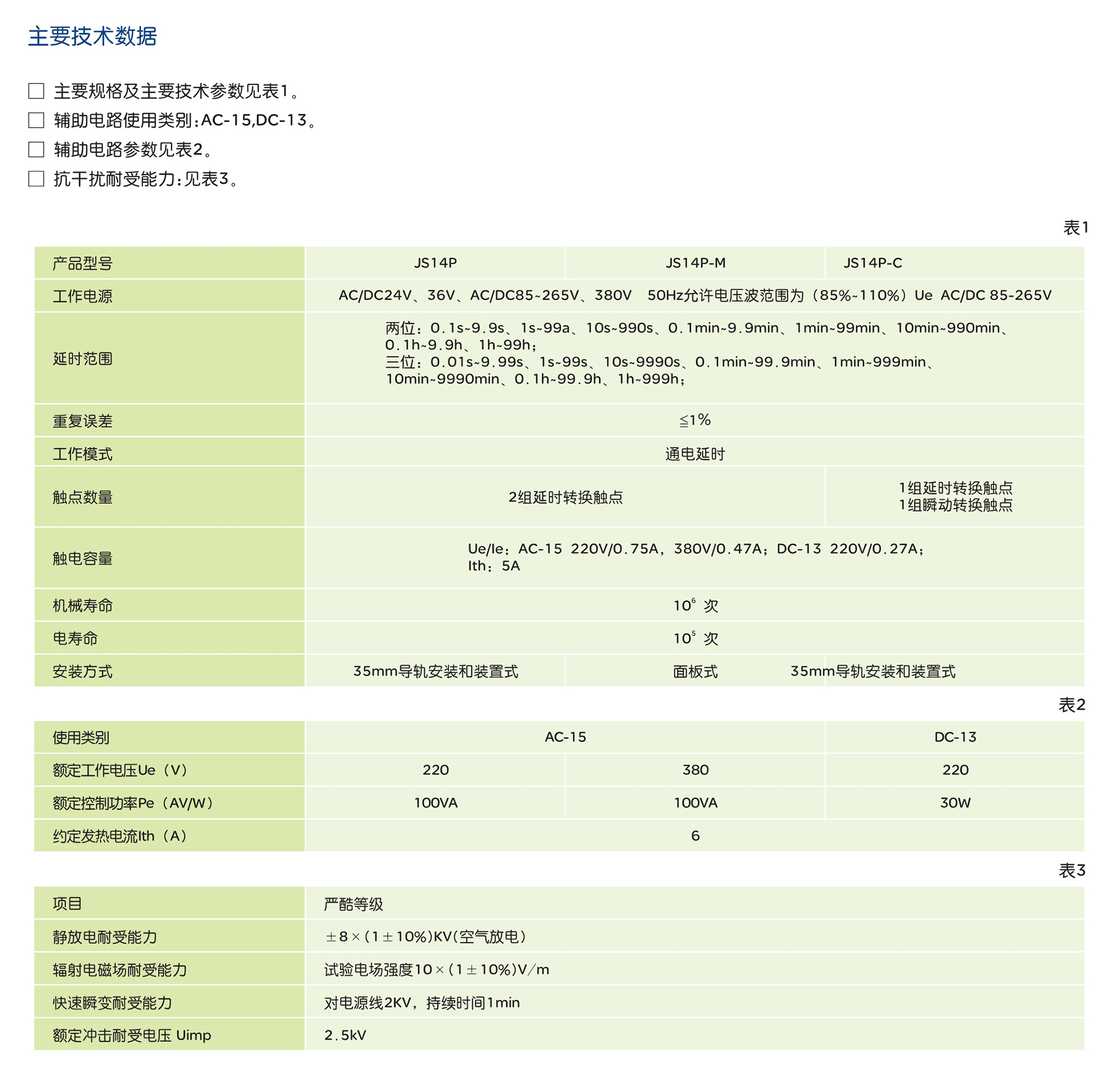 人民電器JS14P系列時間繼電器 